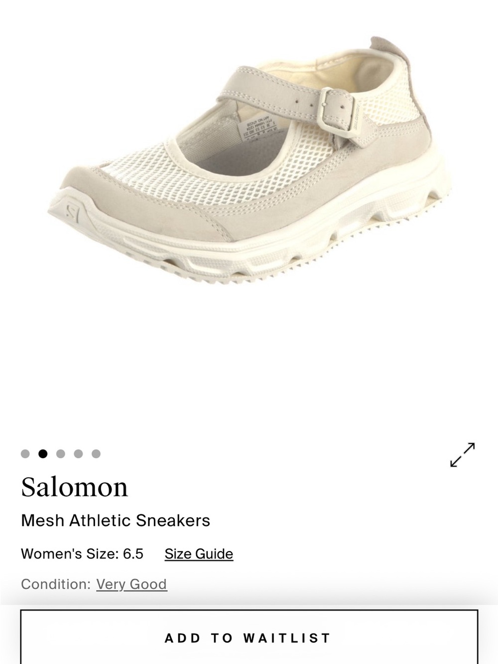 Salomon Women’s Cream Mesh Mary Jane Sneakers with Buckle Strap